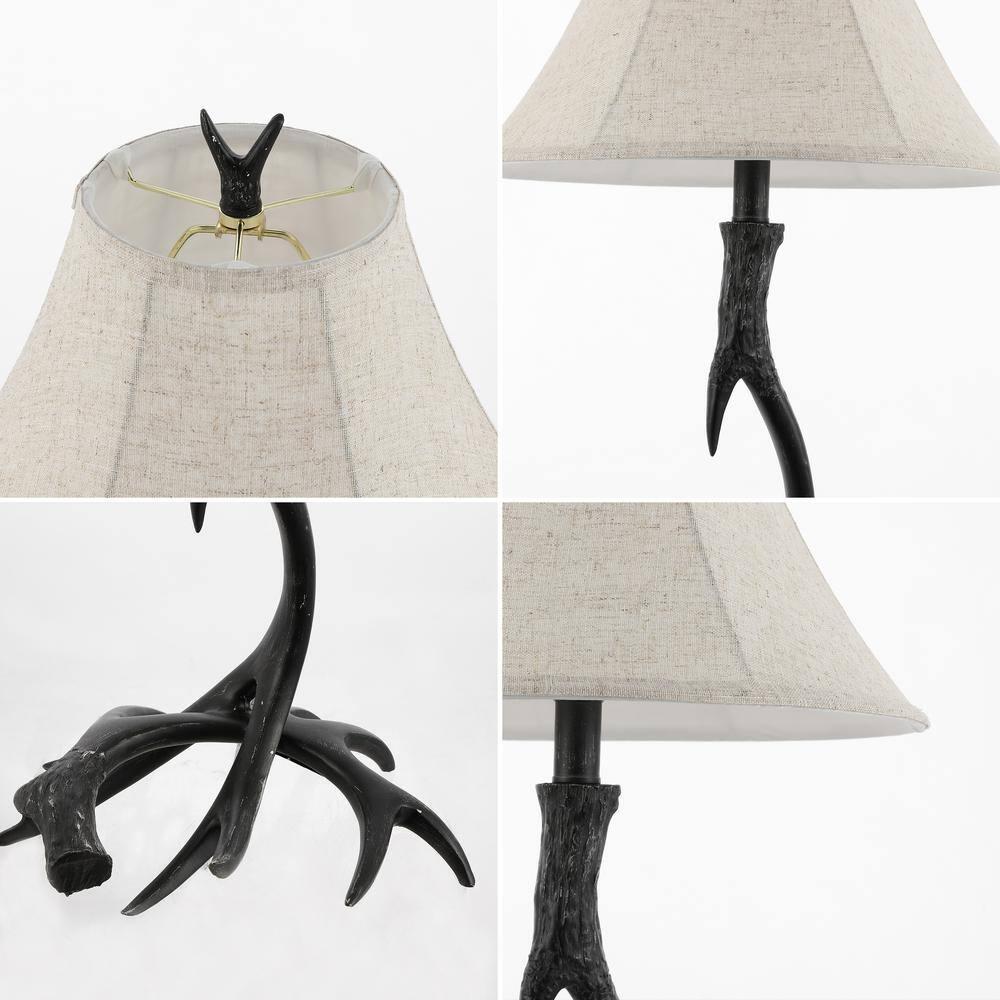 JONATHAN Y JYL6305C Antler 27.5" Rustic Resin LED Table Lamp, Traditional for living room, dinning room, bedroom, office Bulb Included, Black