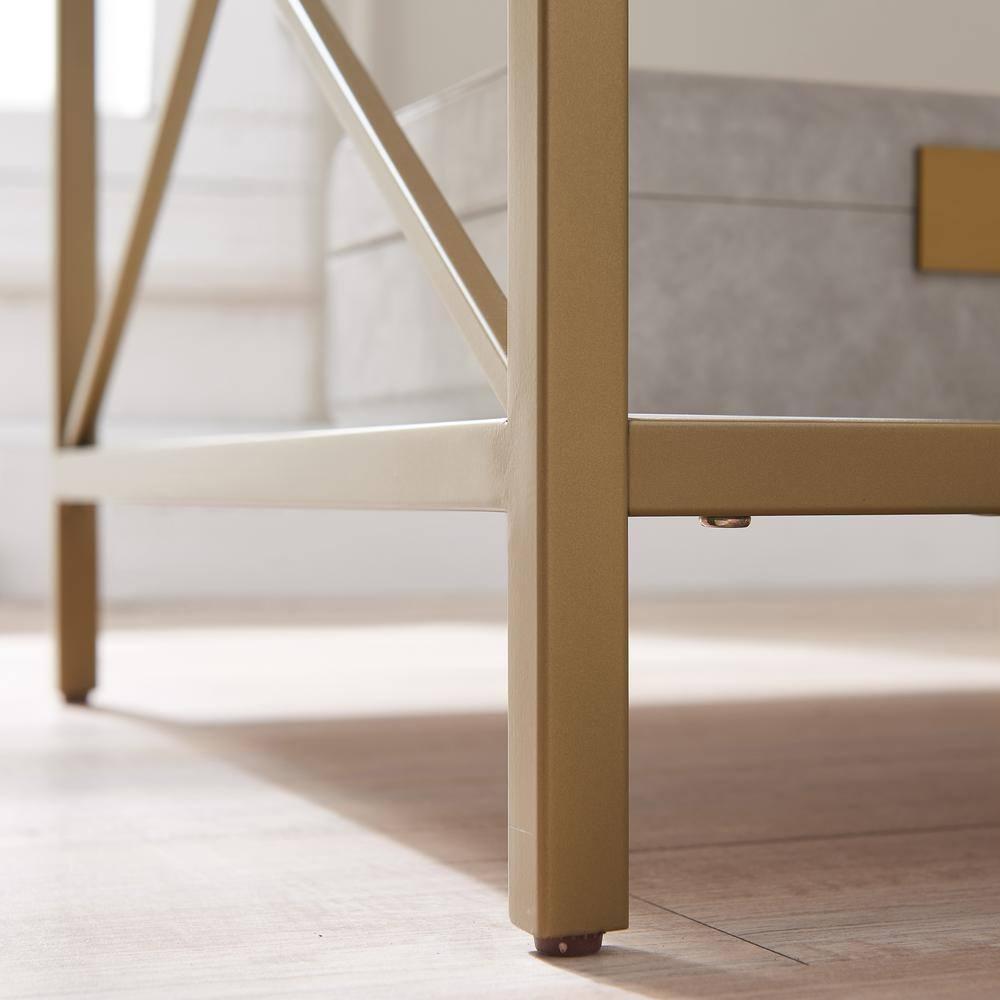 Leick Home Claudette Mixed Metal and Wood 1-Drawer End Table with Shelf, White/Gold