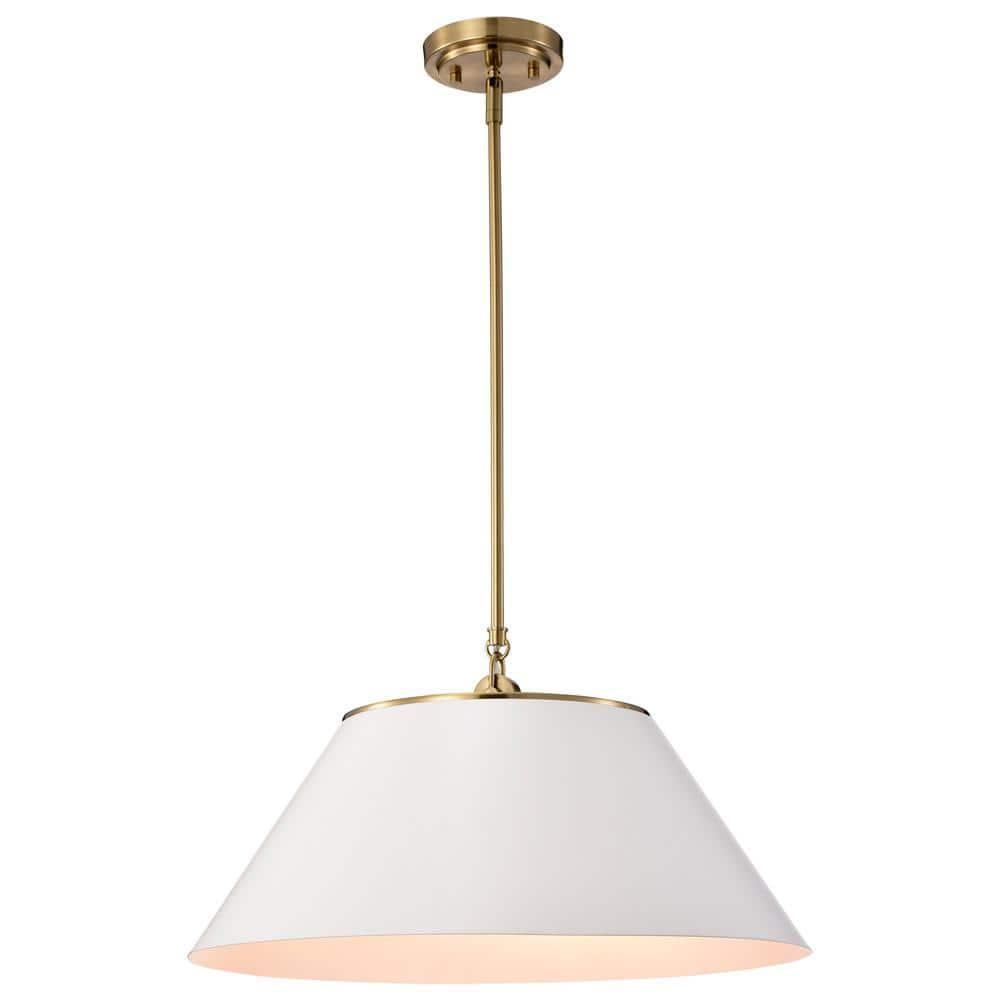 Nuvo Lighting Dover 3 Light Large Pendant White with Vintage Brass