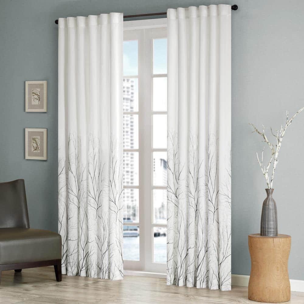 Andora Embroidered Branch Rod Pocket Single Curtain Panel