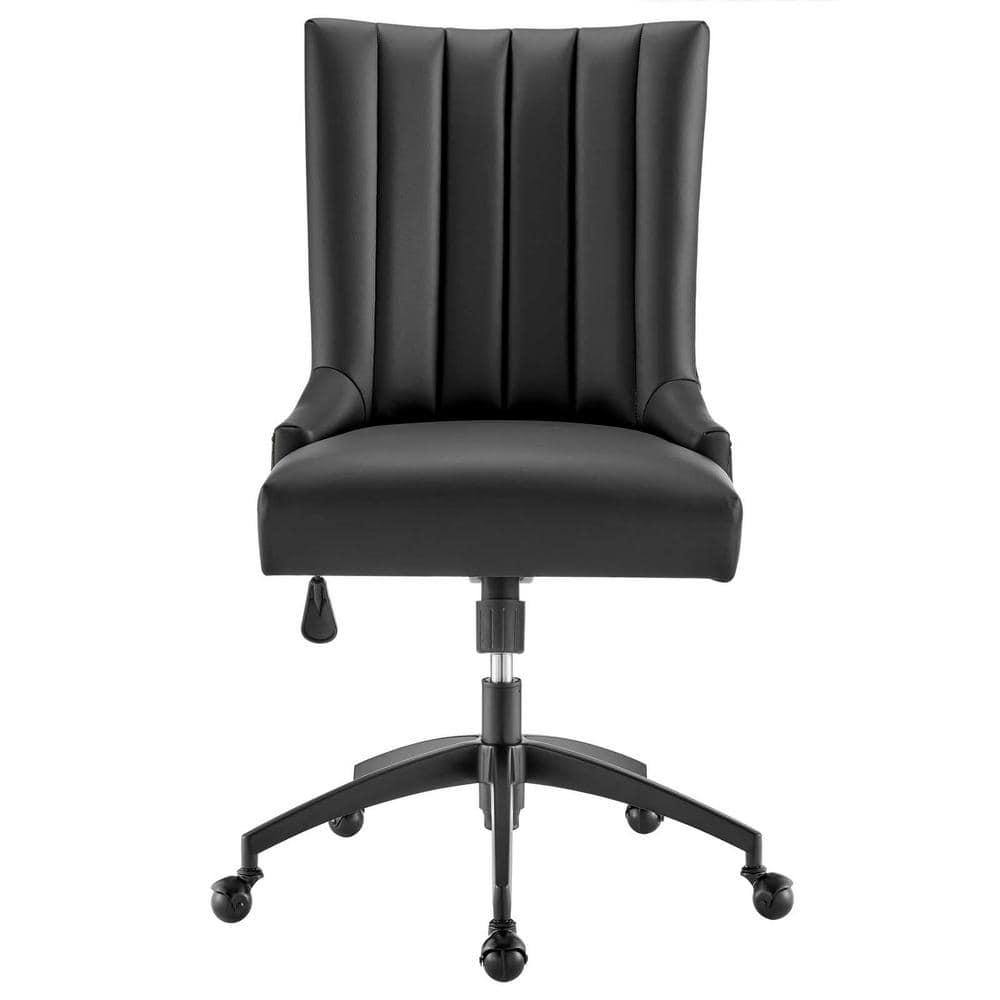 Modway Empower Channel Tufted Vegan Leather Office Chair Black: Metal Frame, Adjustable Height, Modern Style