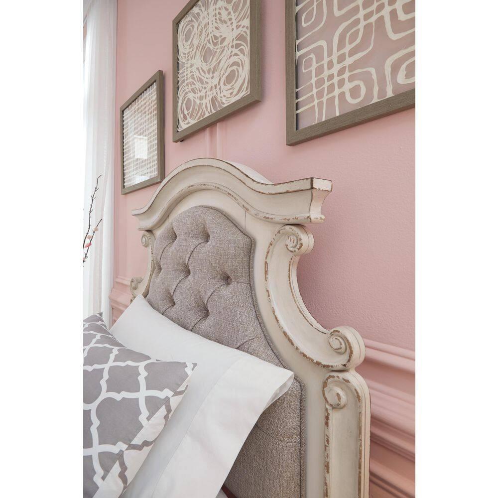 Twin Realyn Upholstered Panel Headboard Beige - Signature Design by Ashley: Vintage Style, Tufted, Wood Frame Mounted