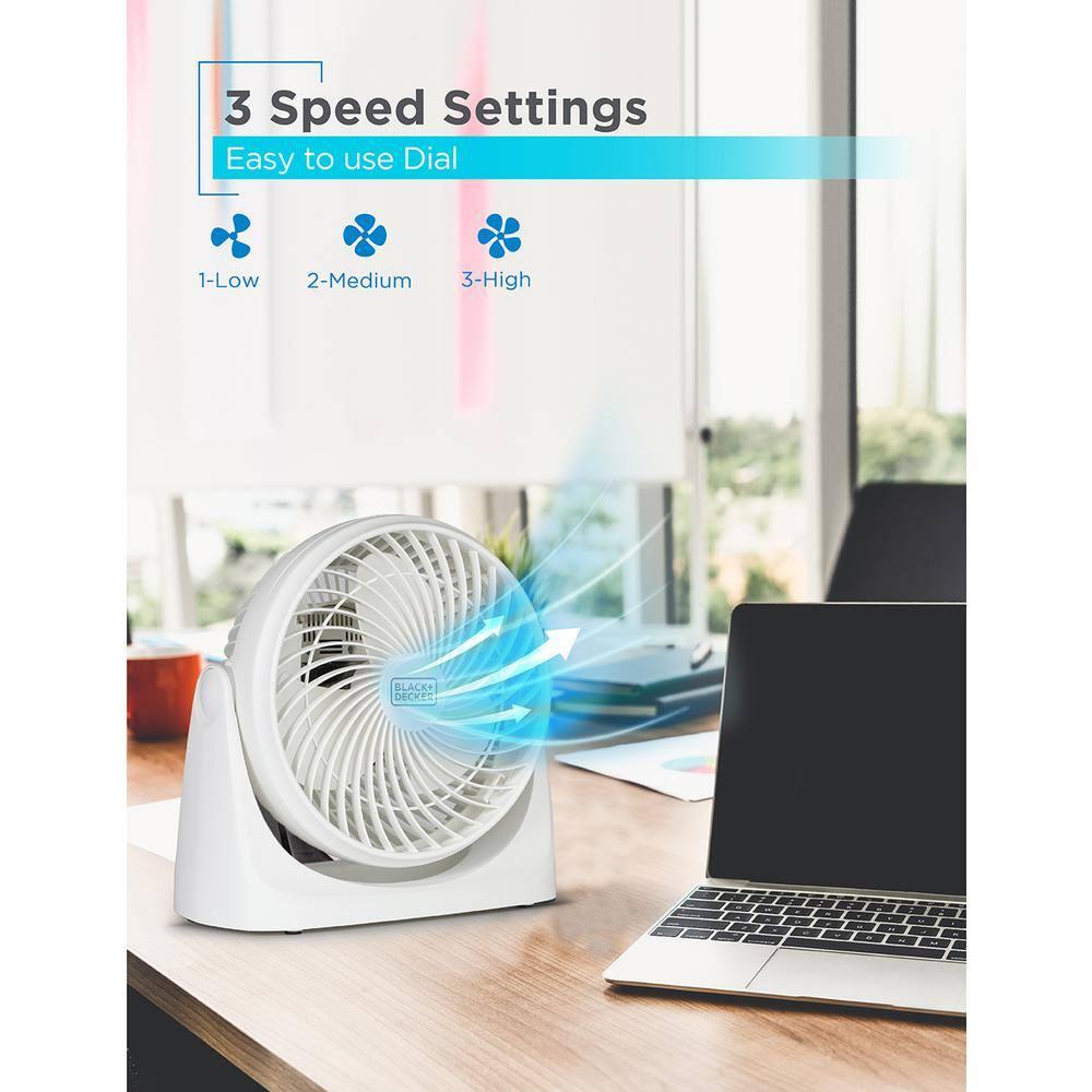 BLACK+DECKER BLACK+DECKER Turbo Desk Fan – Electric Portable 7 Inch Table Fan with Adjustable Tilt, White