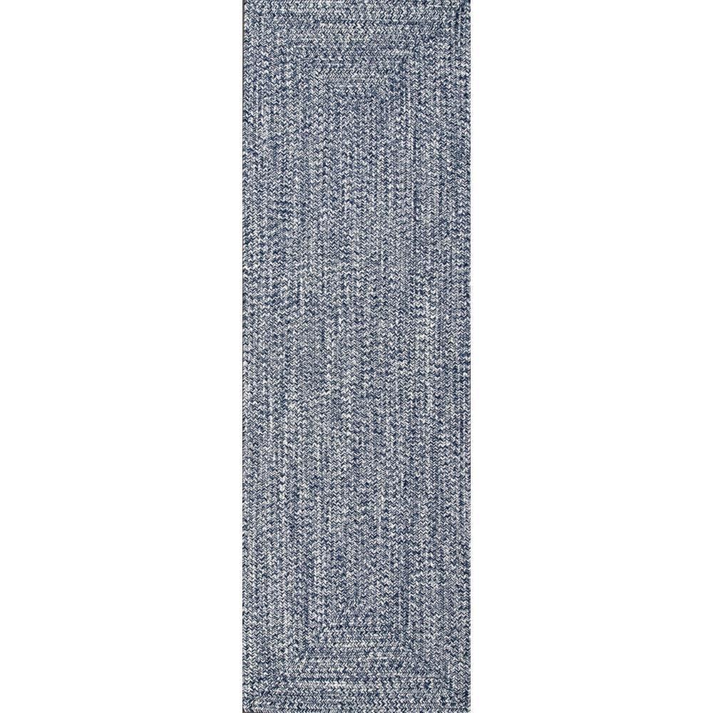 nuLOOM Wynn Braided Indoor/Outdoor Runner Rug, 2' 6" x 18', Light Blue
