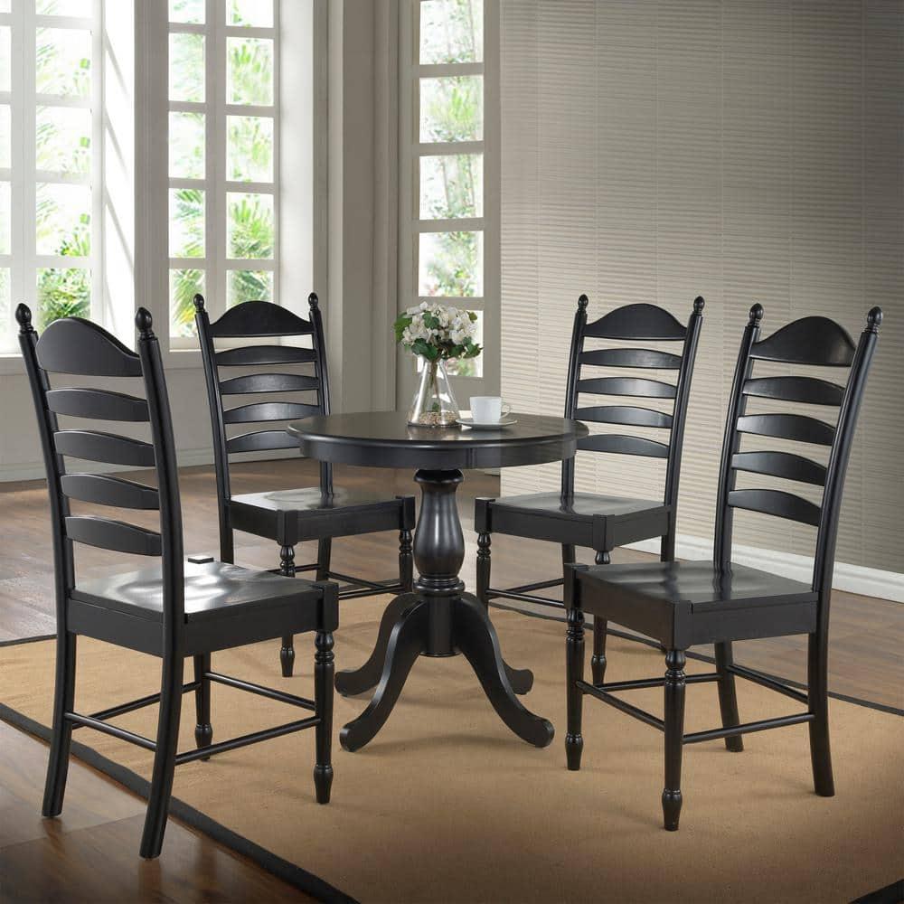 Carolina Living 30" Salem Round Pedestal Dining Table Black: Rubberwood, MDF, Non-Extension