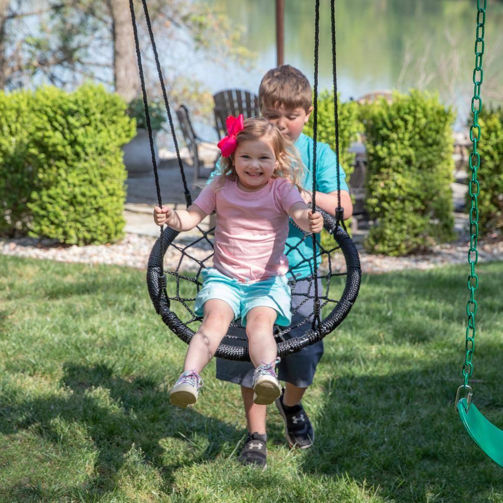 Backyard Discovery Endeavor II Cedar Wood Swing Set, Slide, Play Deck, Double Rock Wall