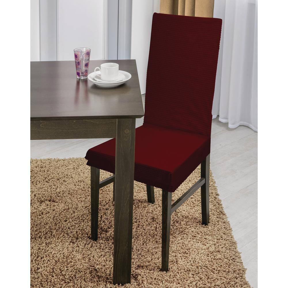 Home Details Waffle Design Dining Chair Slipcover in Burgundy