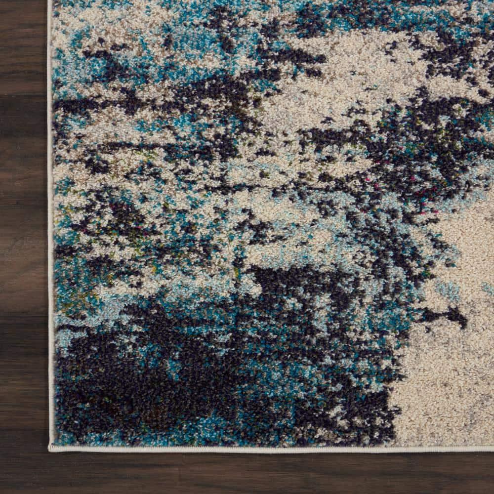 Nourison Celestial CES02 Ivory/Teal Blue Area Rug 7'10" x 10'6"