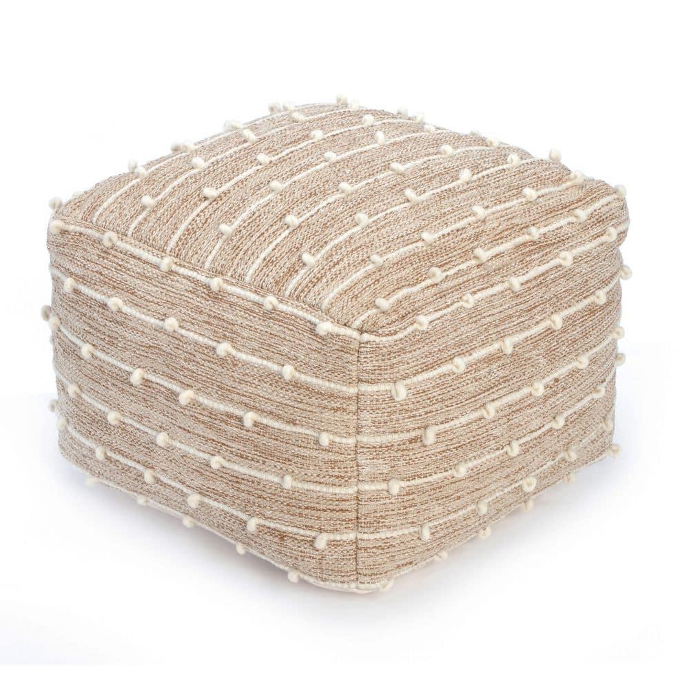 Penelope Pouf Ottoman Brown/Ivory - Anji Mountain: Cotton Blend, No Assembly, Fair Trade Certified