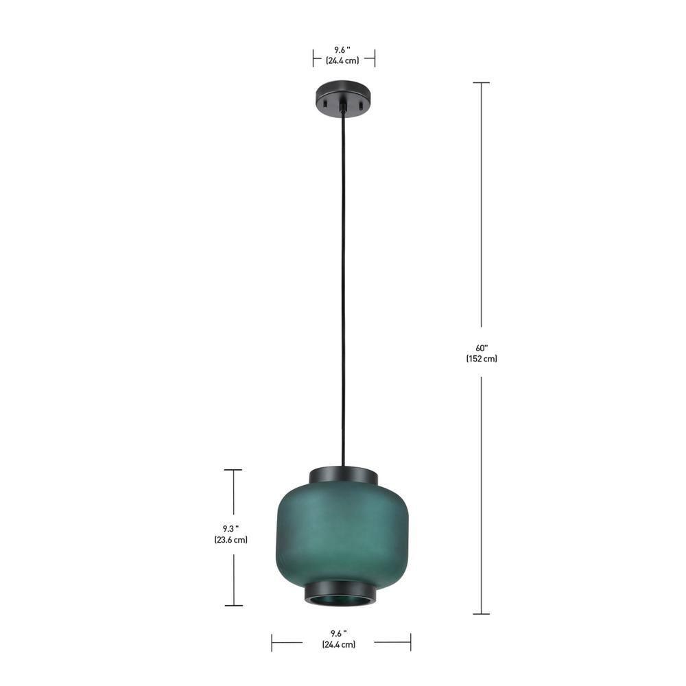 Globe Electric Laguna 1-Light Green Glass Pendant Light with CEC Title 20 LED Bulb Included, 64953