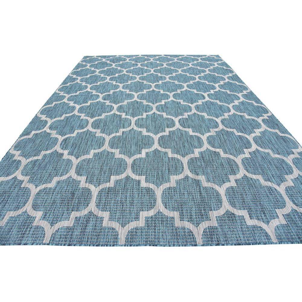 Unique Loom 8' 0 x 11' 4 Rectangle Indoor/Outdoor Trellis Teal Area Rug