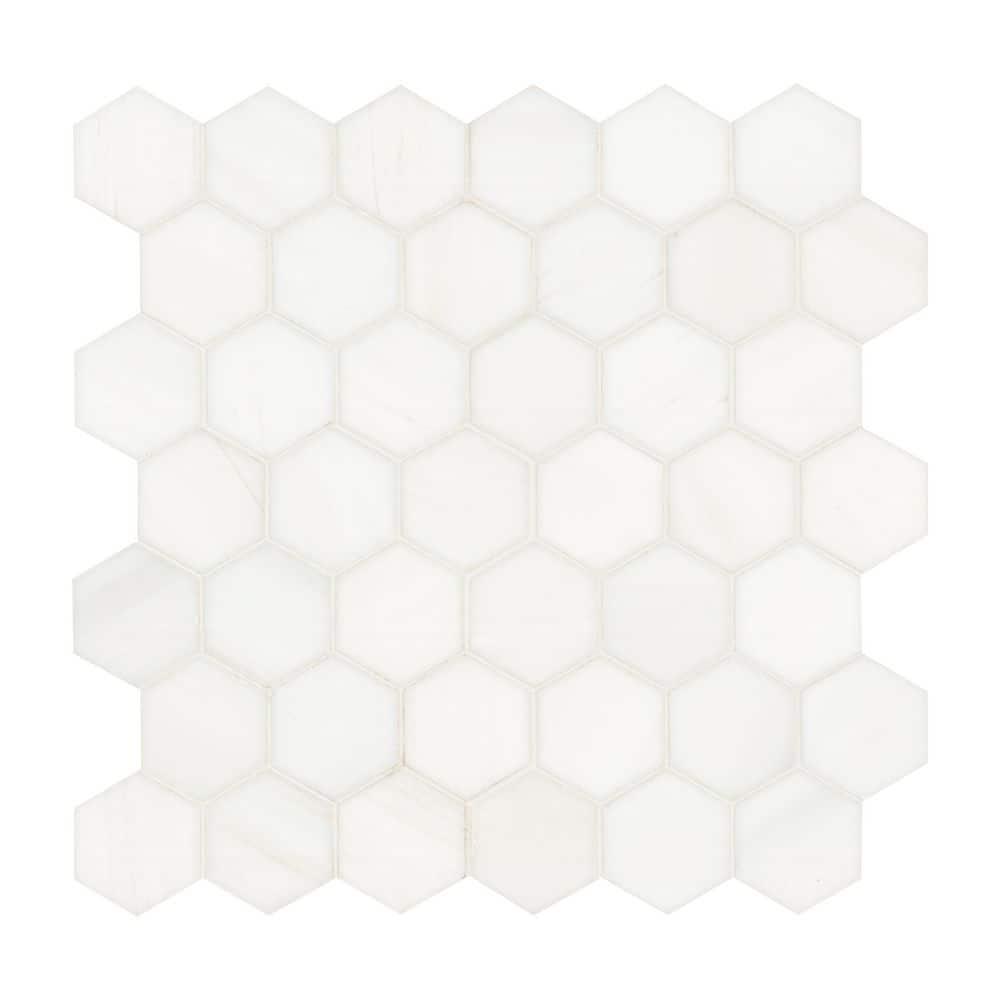Bianco Dolomite 2" x 2" Marble Mosaic Tile in White