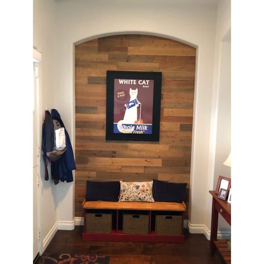 Timberchic River Reclaimed Wooden Wall planks - Simple Peel & Stick Wall Covering Application for DIY Accent Wall & Home Improvement - Modern, Premium Wall Paneling