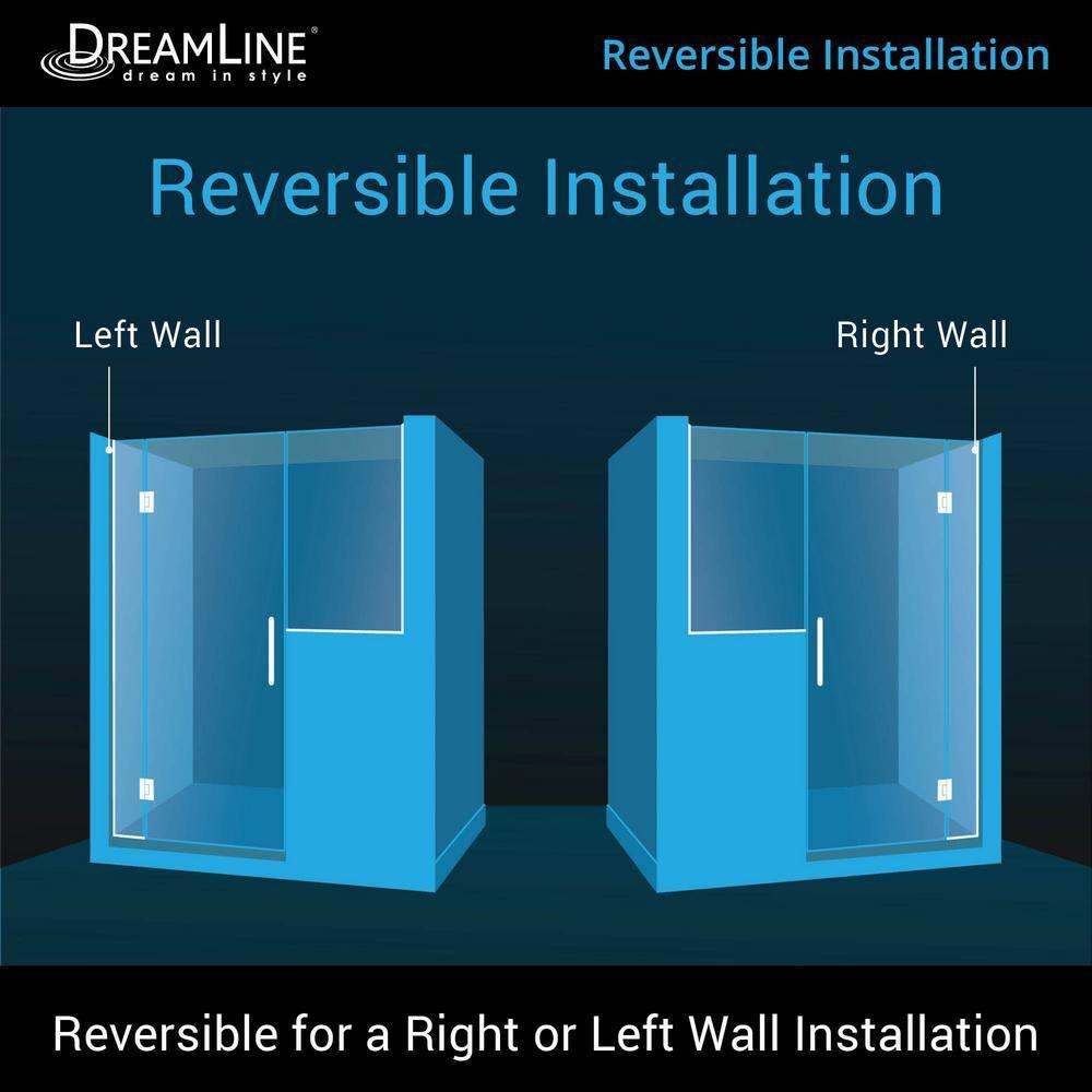 Unidoor-X 66" W x 72" H Frameless Shower Door with Fixed Panel
