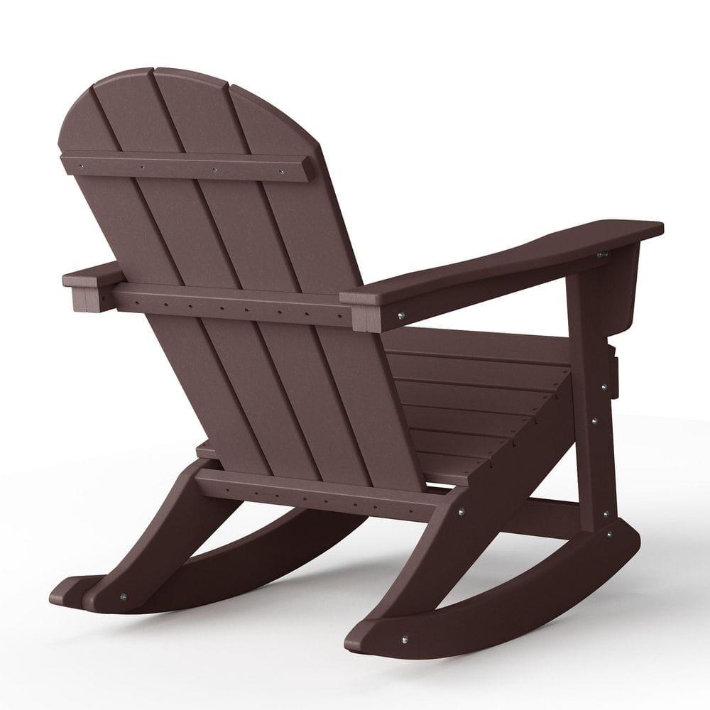 Polytrends  Laguna Hdpe All Weather Outdoor Patio Rocking Chair Dark Brown