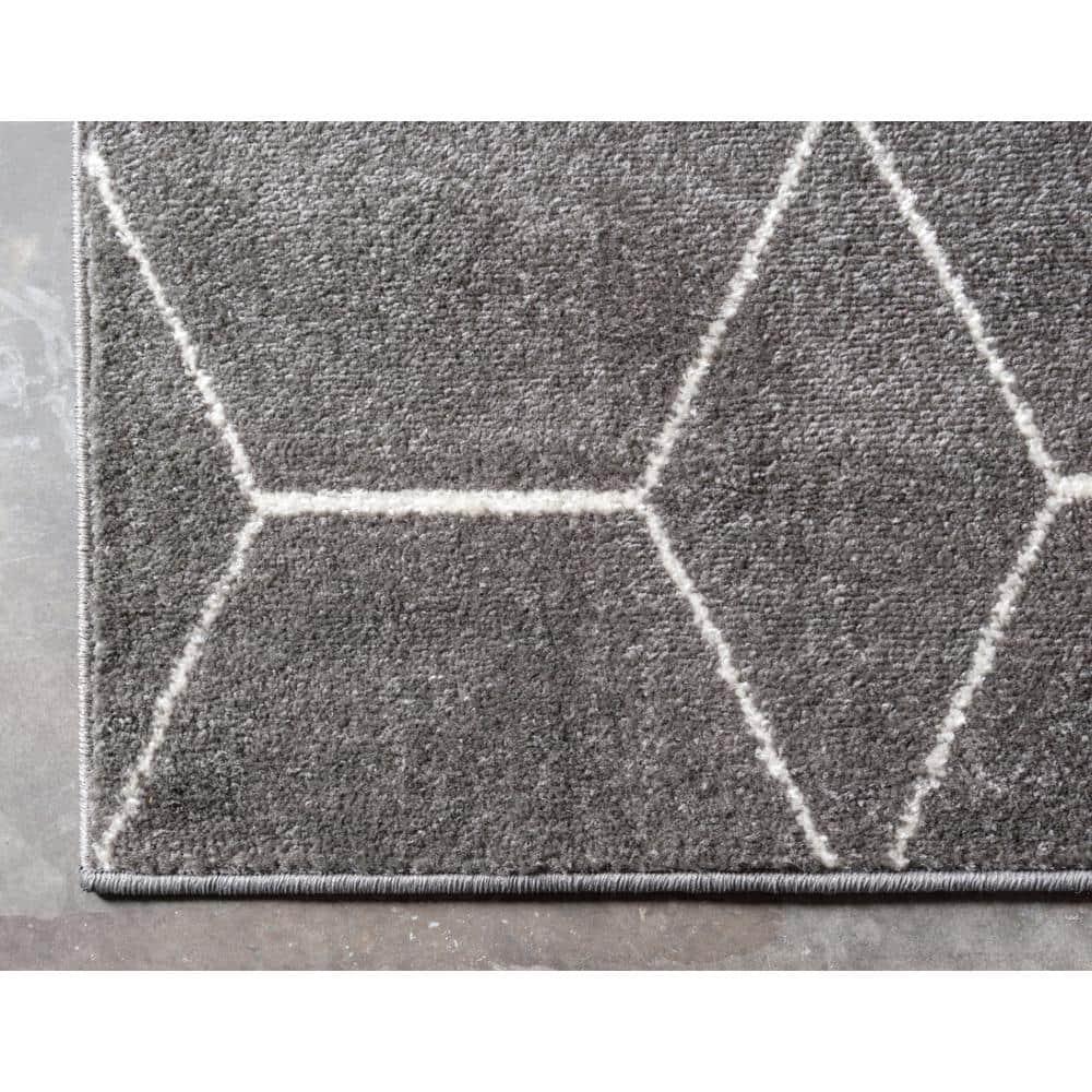 Unique Loom 9' 0 x 12' 0 Trellis Frieze Geometric Dark Gray Area Rug