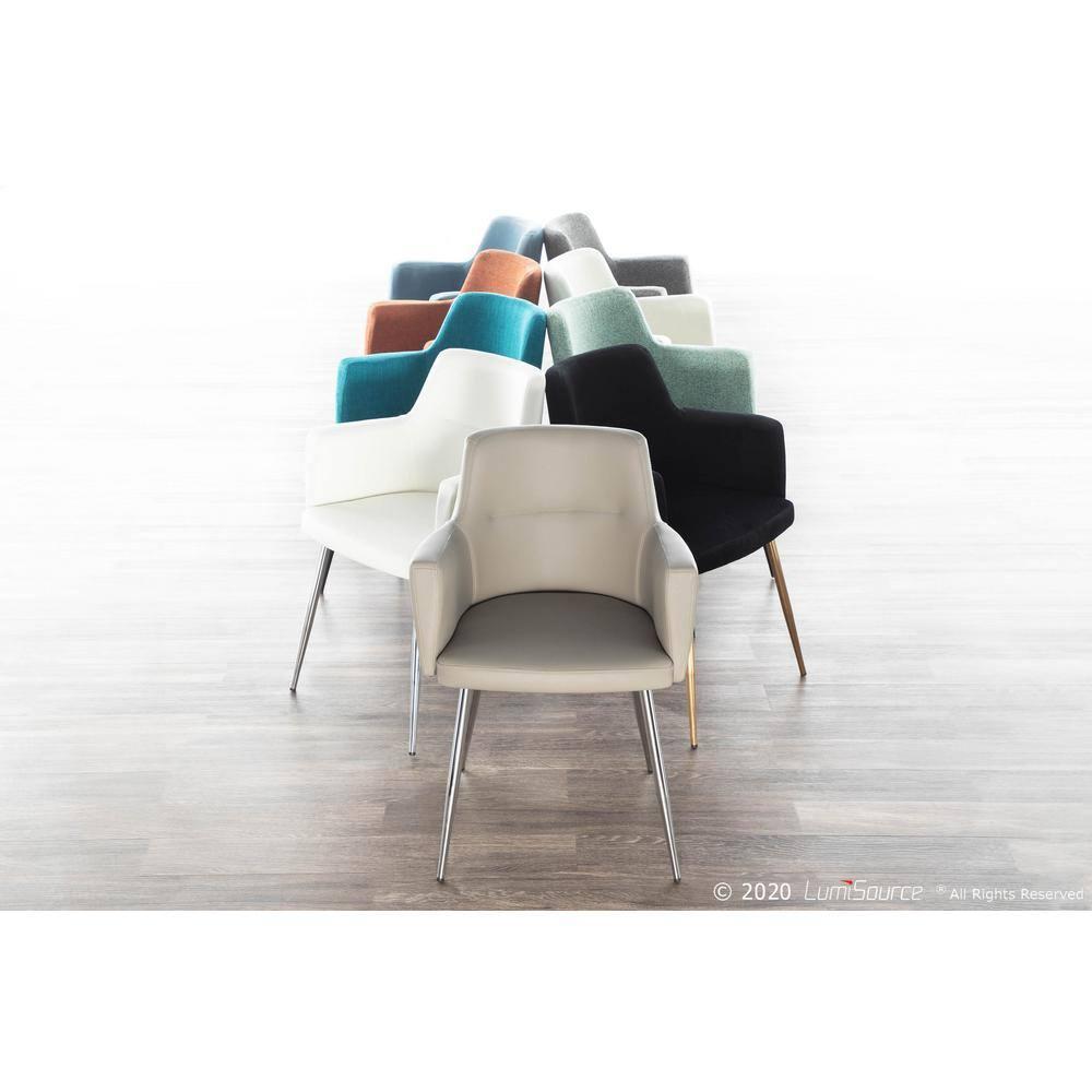 LumiSource Grey, Chrome Andrew Chair - Set of 2