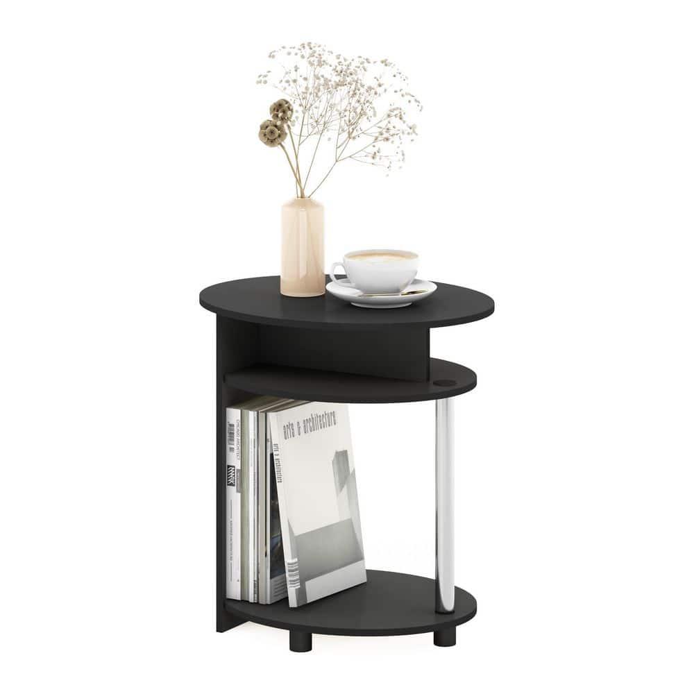 Furinno 3-Tier End Table Accent Sofa Side Coffee Table w/Open Storage Shelf,Americano