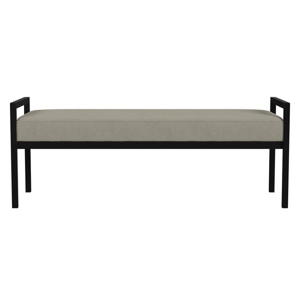 HomePop Moderno Metal y Terciopelo Bench, 49.5"Ancho x 17.25"Profundidad x 19"Alto, Gris/negro