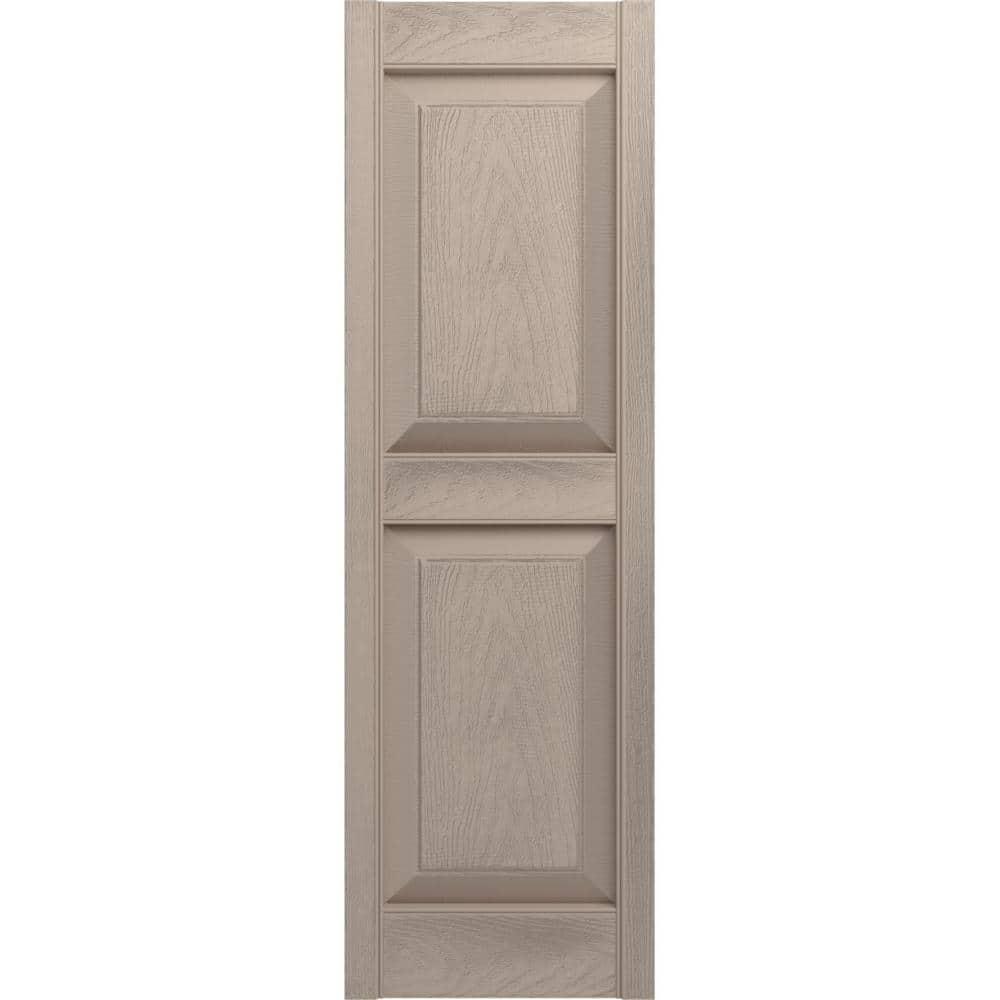12 in. x 39 in. Raised Panel Vinyl Exterior Shutters Pair in Wicker