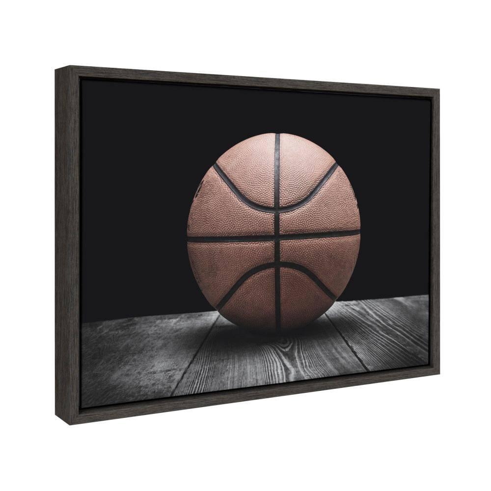 18" x 24" Sylvie Vintage Basketball Framed Canvas By Shawn St. Peter - DesignOvation: Sports Wall Art, Nursery Decor