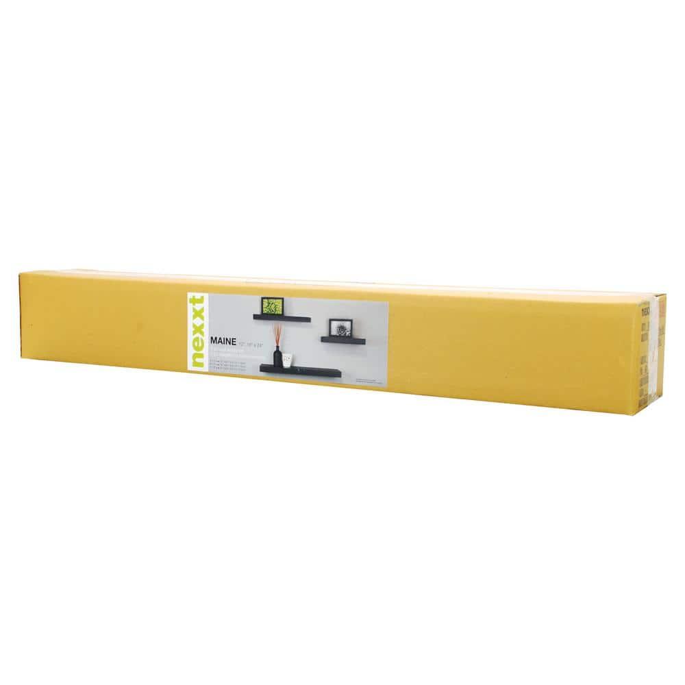 Kiera Grace (Set of 3) 12",16" and 24" Floating Shelves Black: MDF Wall Mount, Traditional Decor, Includes Hardware