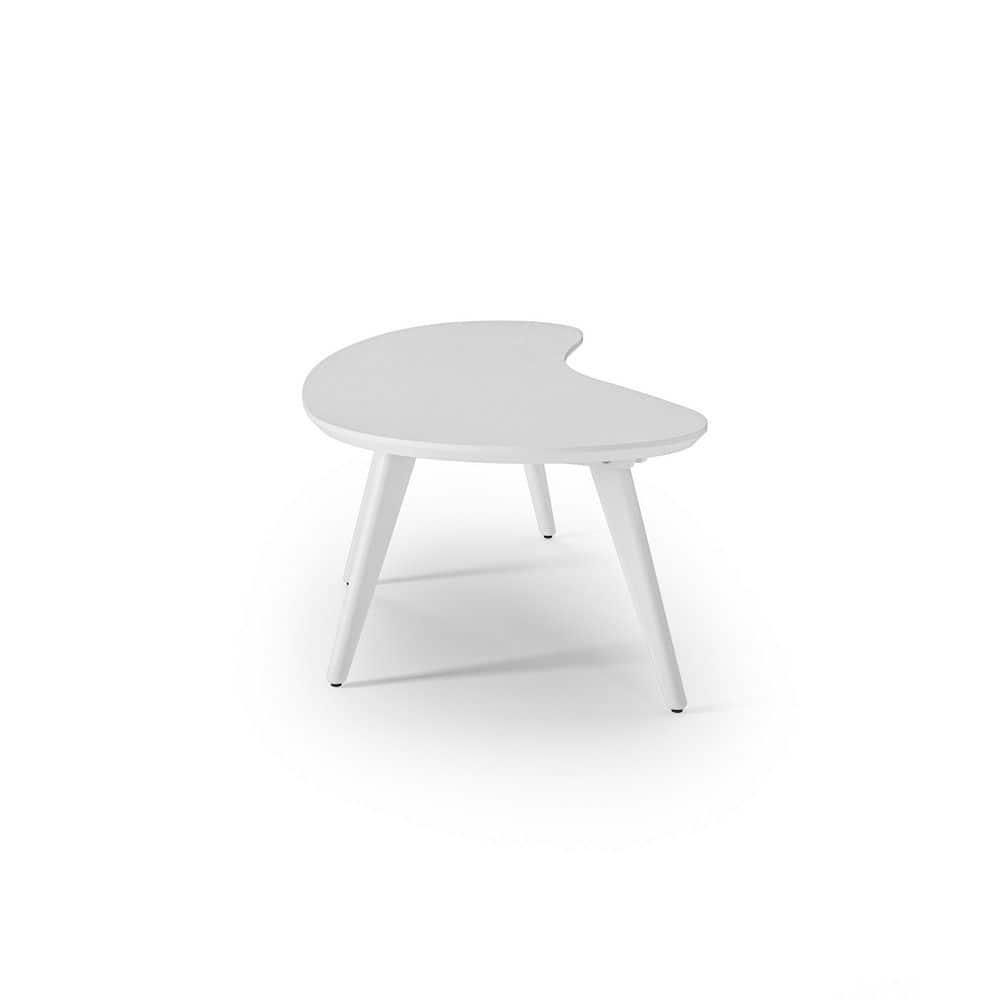 Camaflexi Mid Century Modern Coffee Table Small Tabletop Wood Coffee Desk, White