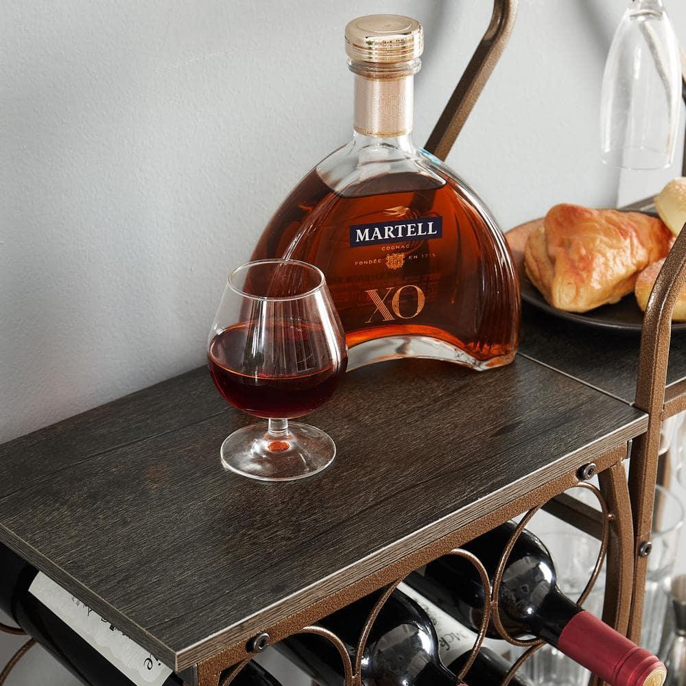 LoLado 11 Bottle Wine Bakers Rack, 5 Tier Freestanding Wine Rack with Hanging Wine Glass Holder and Storage Shelves, Wine Storage Home Bar for Liquor and Wine Storagefor Kitchen, Dining Room, Brown