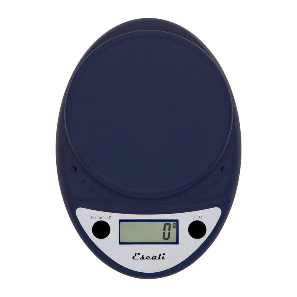 Escali Primo Digital Kitchen Scale Blue: LCD Display, 11 lb Capacity, Automatic Shut-Off, Metric Conversion
