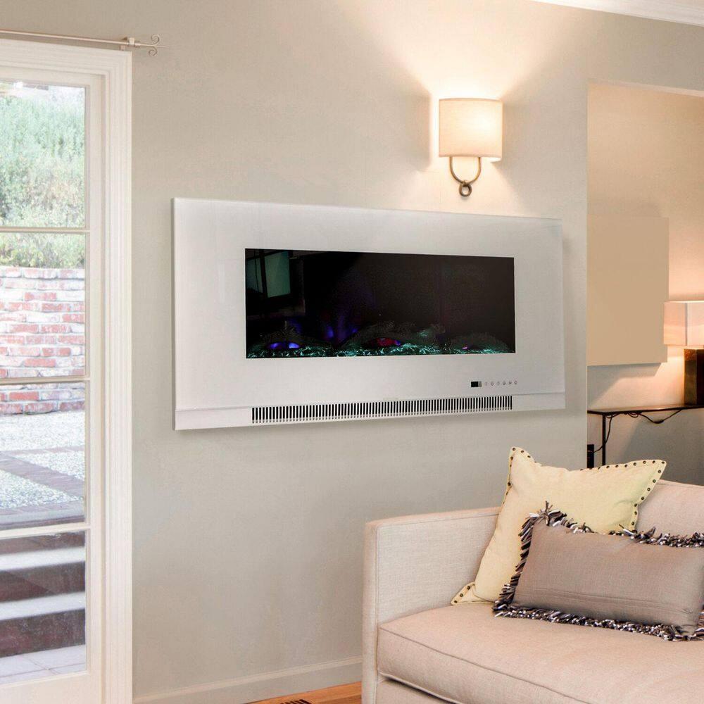 Cambridge Cambridge Wall Mount Electric Fireplace Heater with Remote Control for Indoor Use in Living Room, Bedroom, Home Office