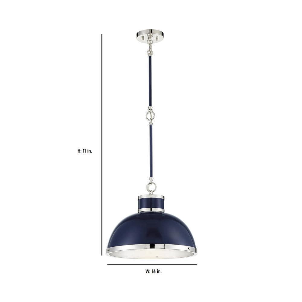 Savoy House Corning 1 - Light Pendant in  Navy/Polished Nickel