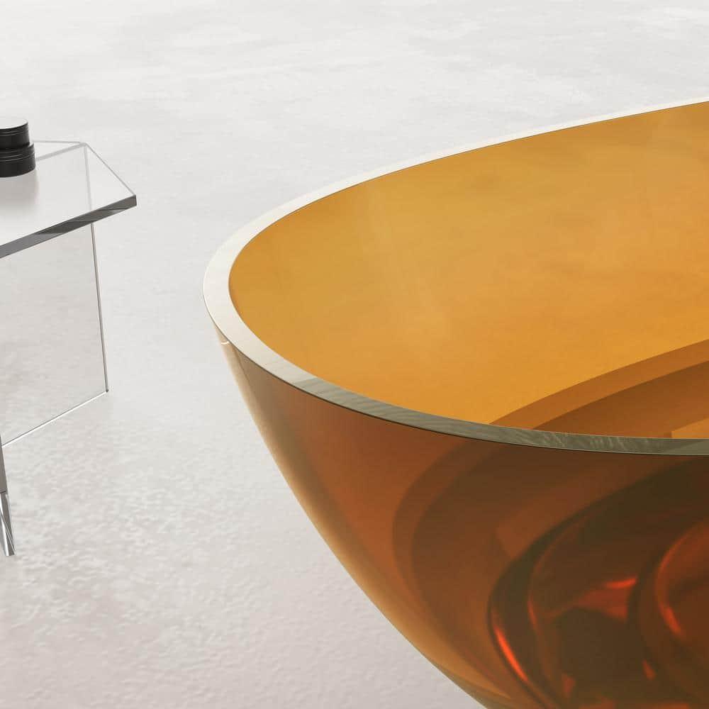 Vanity Art 59" x 31" Freestanding Soaking Stone Resin Bathtub with Polished Chrome Pop Up Drain VA6913-PCS