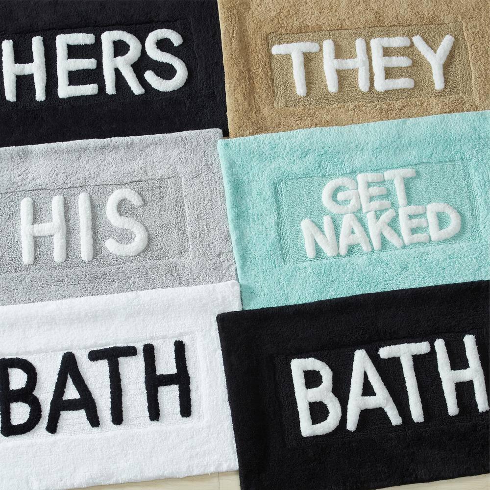 Jean Pierre "Hers" 21"x34" Cotton Bath Rug, Linen