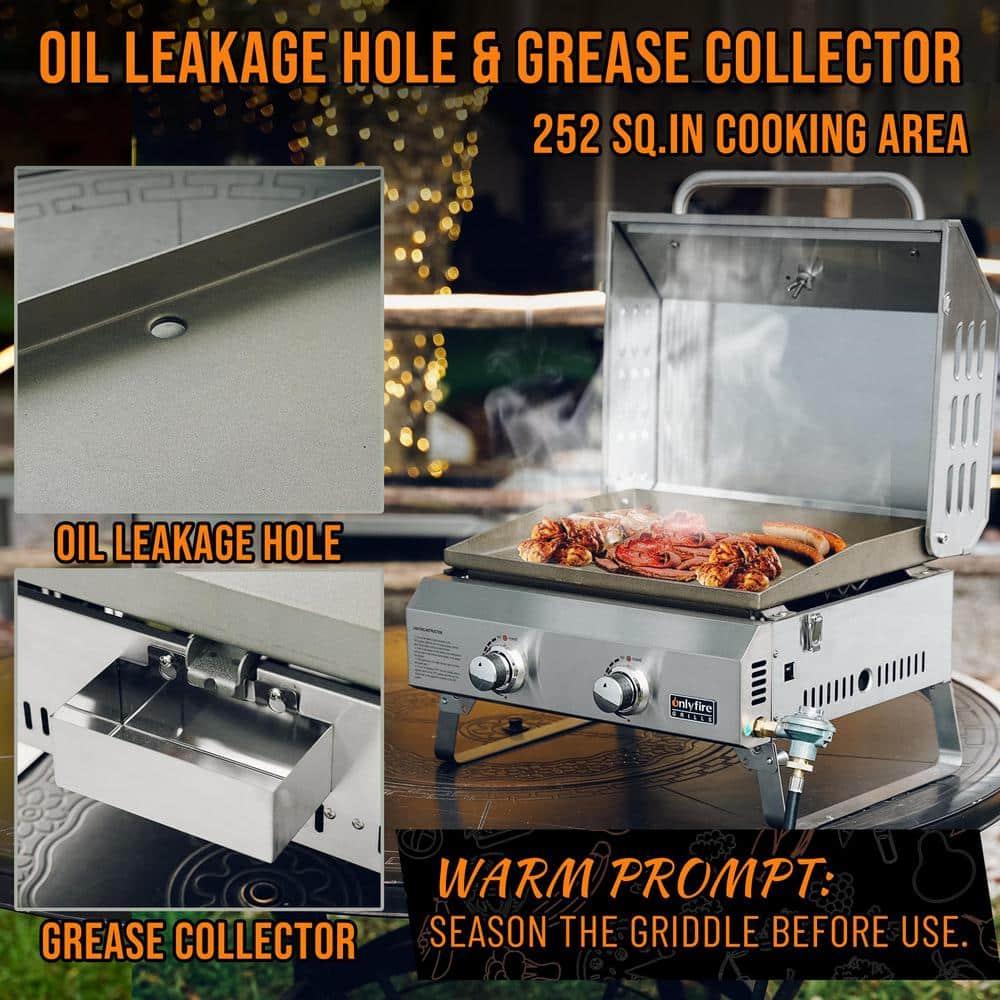 Onlyfire 2-Burner Stainless Steel Propane Gas Griddle with Lid