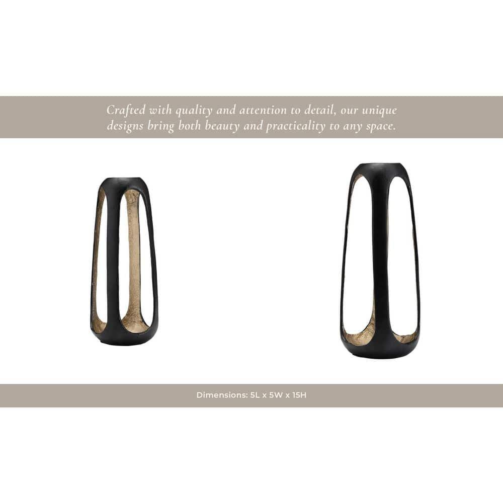 Sagebrook Home Metal 15"h Open Vase, Matte Black