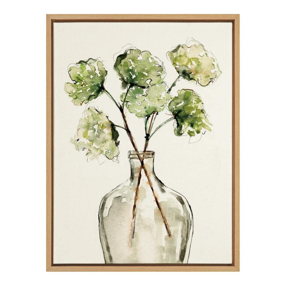18" x 24" Sylvie Greenery Vase Framed Canvas by Sara Berrenson Natural - Kate & Laurel All Things Decor