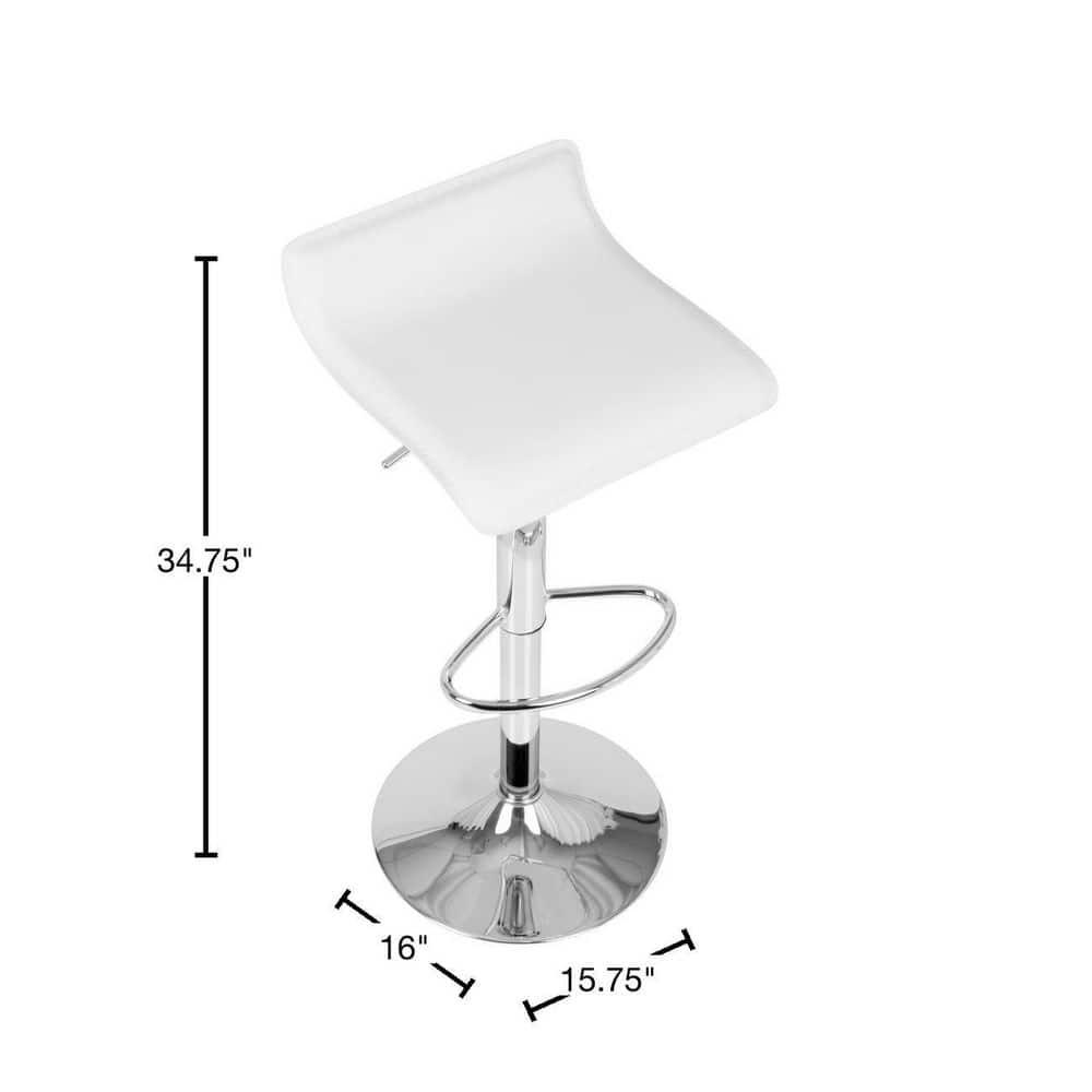 Set of 2 Ale Contemporary Adjustable Barstool White - Lumisource: Chrome-Plated, Swivel, Low Back