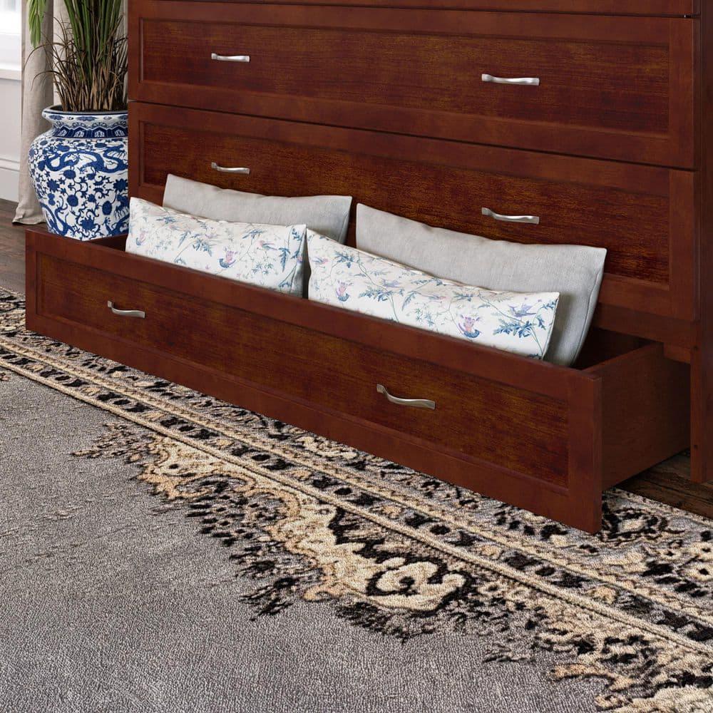 Queen Northfield Murphy Bed Chest Walnut - AFI: Hardwood Frame, Built-In USB Ports & Storage Drawer