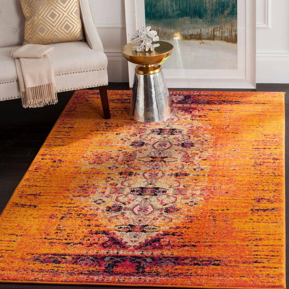 Monaco MNC209 Power Loomed Indoor Area Rug - Orange/Multi - 8'x11' - Safavieh.