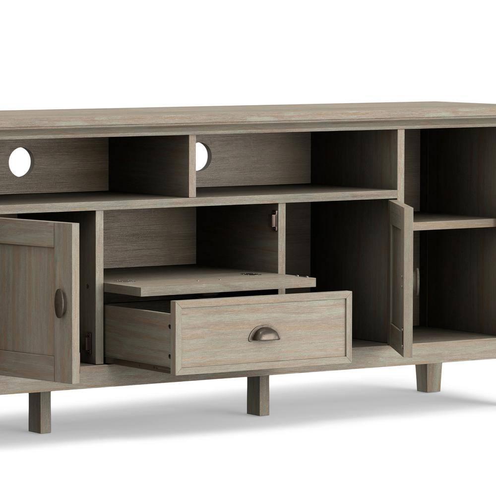 Redmond SOLID WOOD 72 inch TV Media Stand in Distressed Grey For TVs up to 80 inches