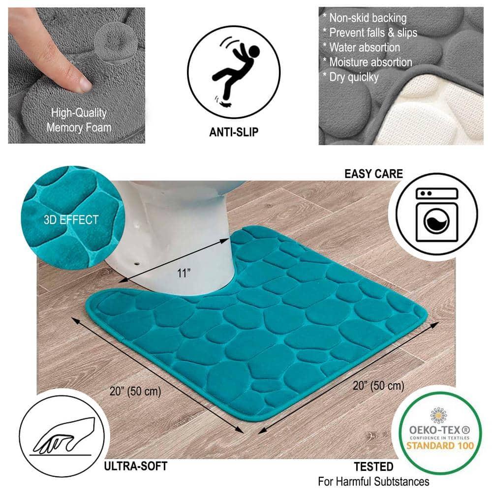 Contour Bath Rug Memory Foam Mat 3D Pebble 20âL x 20âW Peacock Blue