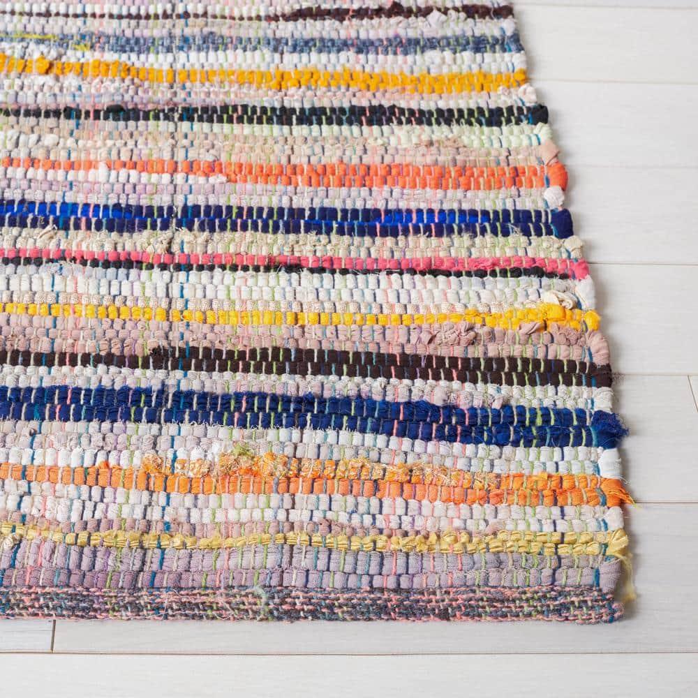 Rag Rug RAR240 Hand Woven Indoor Accent Rug - Ivory/Multi - 2'6"x4' - Safavieh.