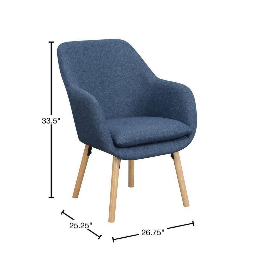 Convenience Concepts Take a Seat Charlotte Wingback Upholstered Accent Armchair, Denim Blue Fabric