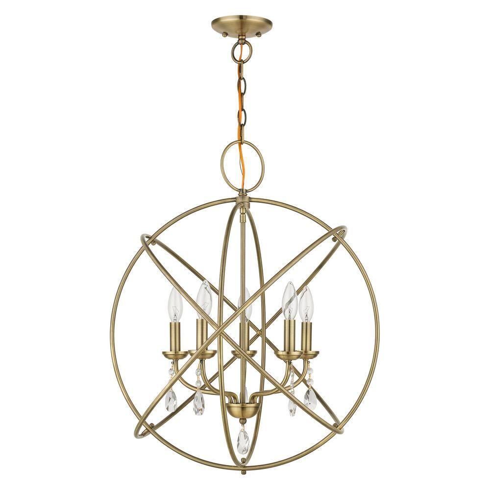 Livex Lighting Aria 5 - Light Chandelier in  Antique Brass