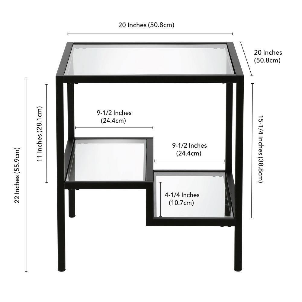 Evelyn&Zoe Lovett 20" Wide Square Side Table, Blackened Bronze