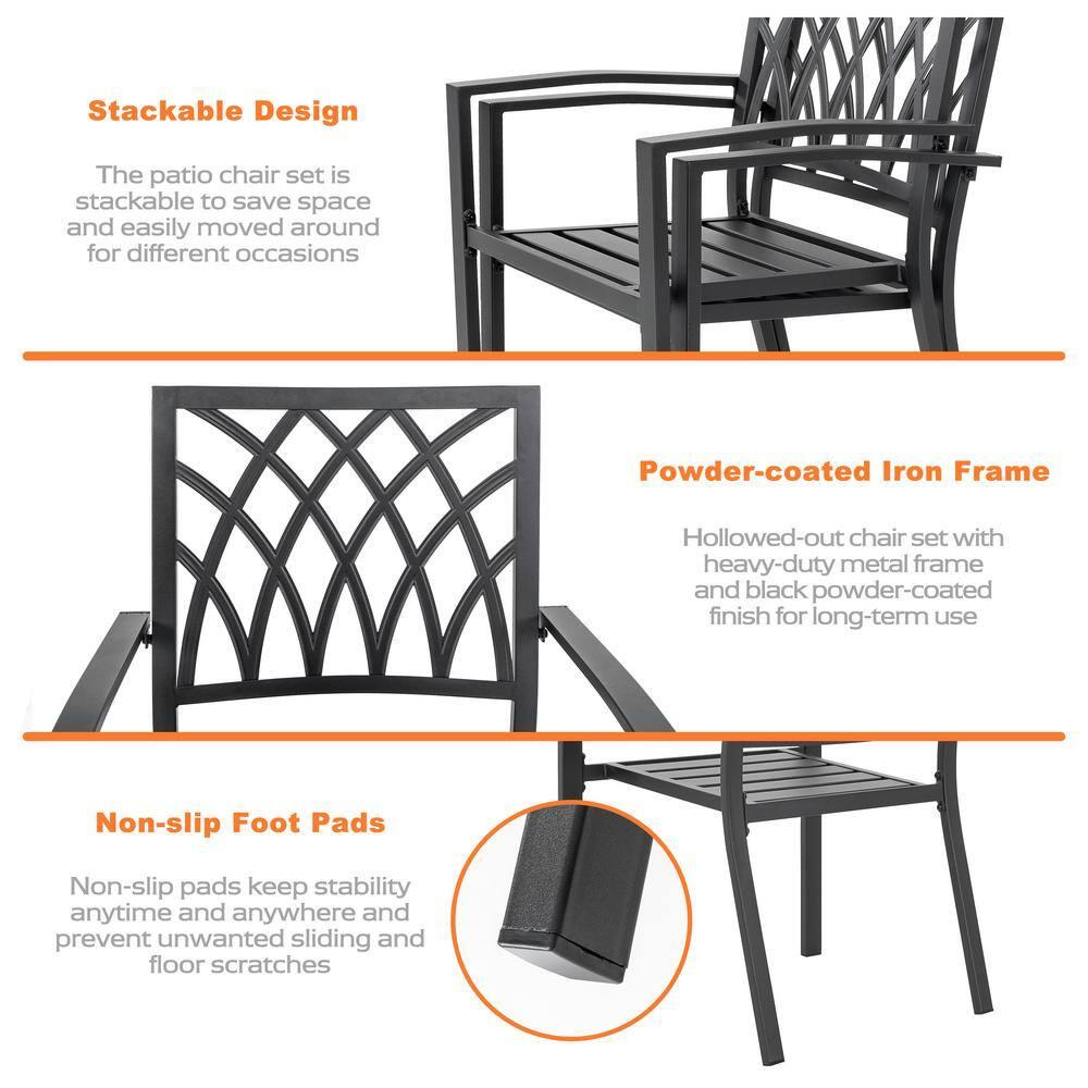 Nuu Garden Outdoor 7-Piece Iron Dining Set with 1.77'' Umbrella Hole