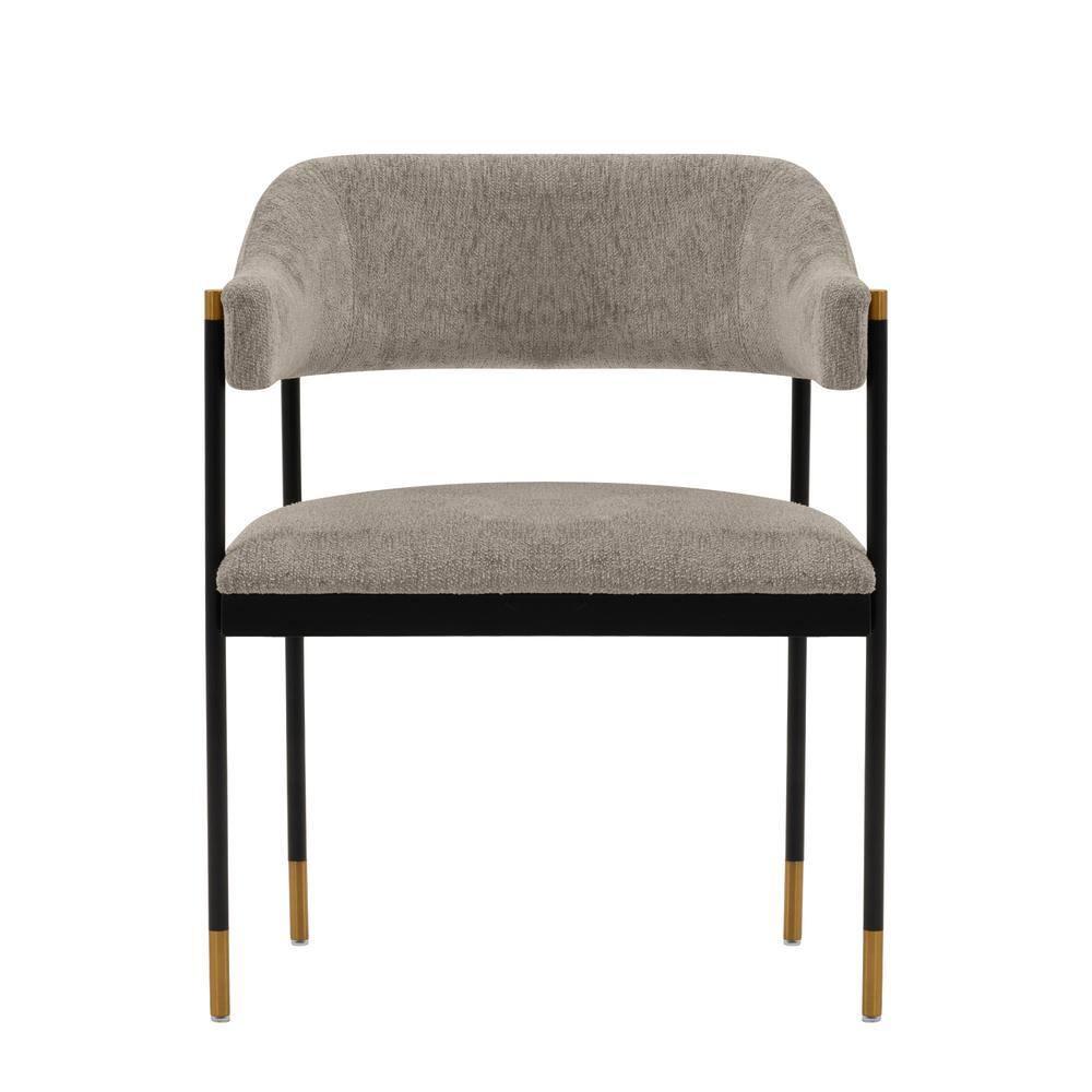 Lia Modern Boucle Upholstered Dining Armchair Stone Gray - Manhattan Comfort: Brushed Gold Accents, No Assembly Required