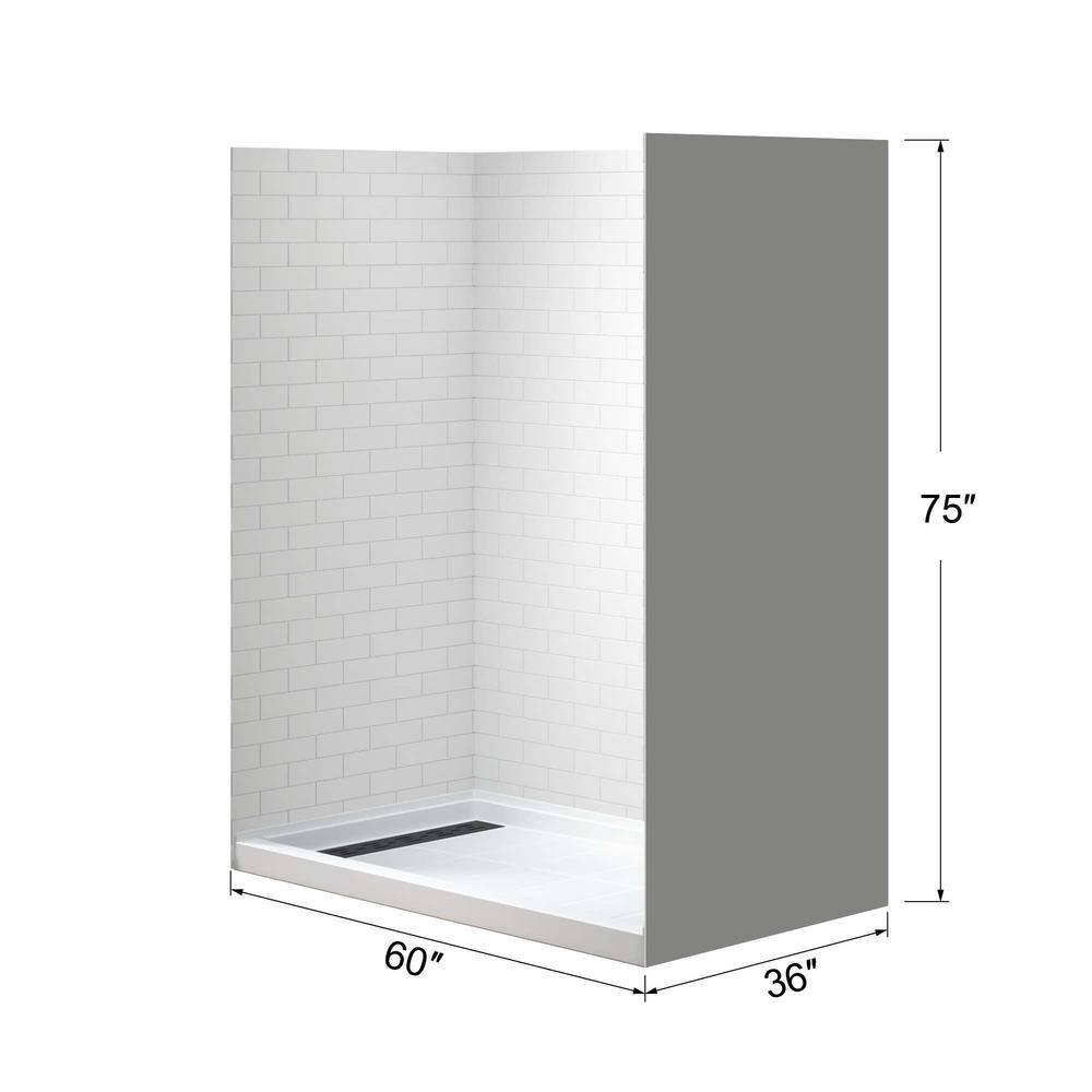 WoodBridge 60'' W 75'' H Framed Rectangle Shower Stall SWP603675-1-SU-H+SBR6036-1000L-MB