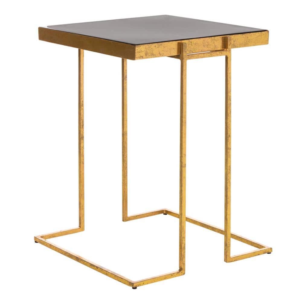 Amarylis Greek Key Side Table - Black Enamel/Gold - Safavieh.
