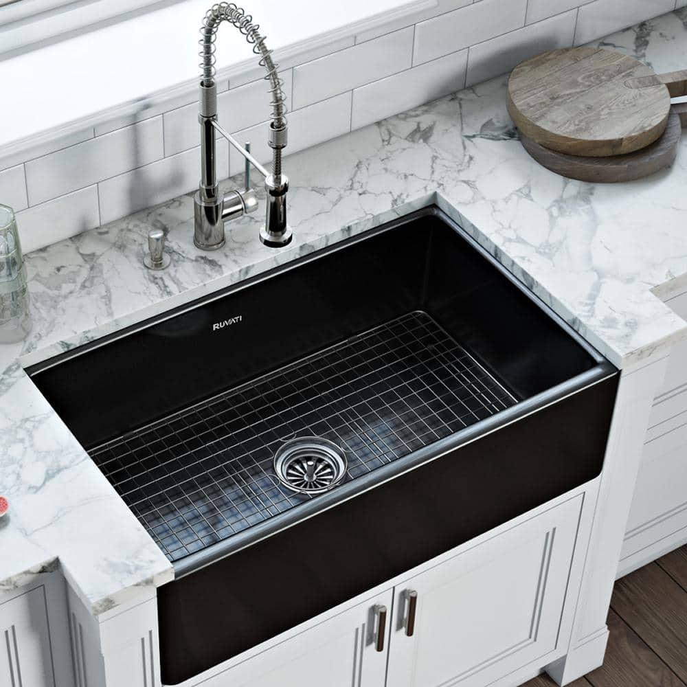 Ruvati 33 inch Fireclay Farmhouse Apron-Front Kitchen Sink Reversible